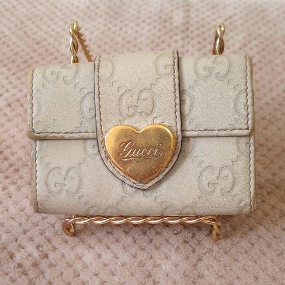 GUCCI-BEIGE LEATHER KEY HOLDER CASE